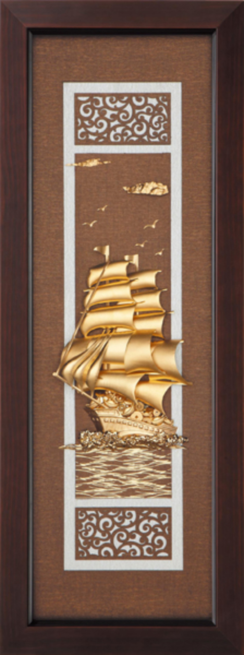 純金箔雲采藝術立體金箔畫-一帆風順示意圖