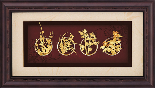 純金箔賜喜藝術立體金箔畫-四君子(梅蘭竹菊)示意圖