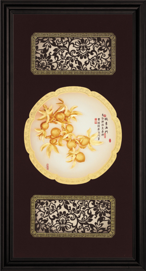 純金箔圓滿藝術立體金箔畫-桃李滿門示意圖