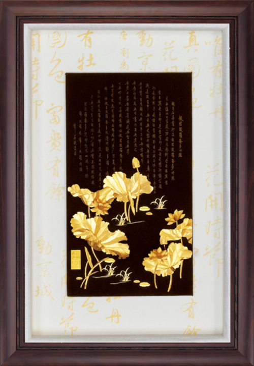 純金箔小彩金藝術立體金箔畫-蓮花心經示意圖