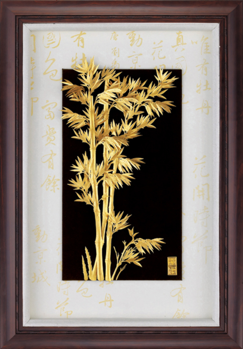 純金箔小彩金藝術立體金箔畫-節節高昇示意圖