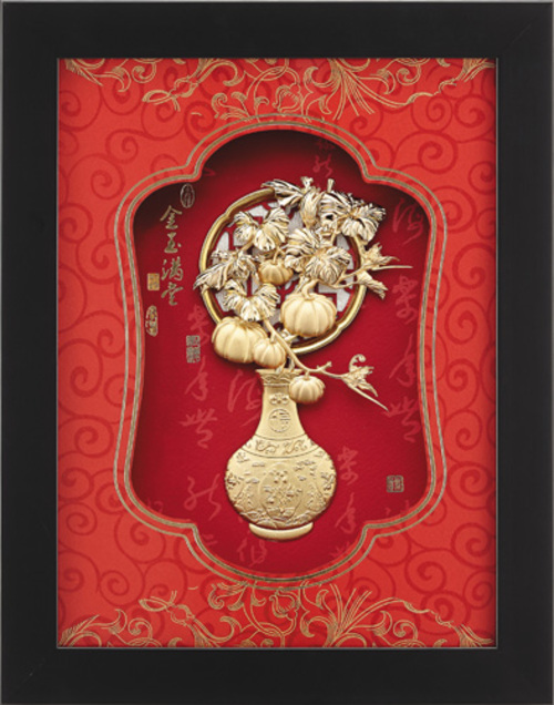純金箔平安藝術立體金箔畫-金玉滿堂示意圖