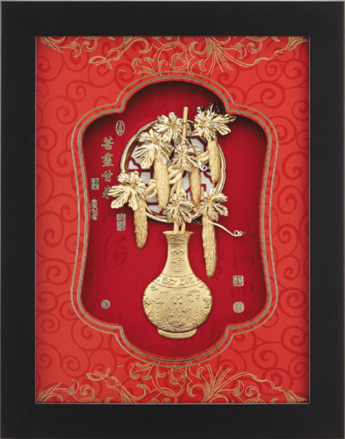 純金箔平安藝術立體金箔畫-苦盡甘來示意圖