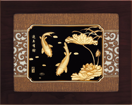 純金箔雲采藝術立體金箔畫-連年有餘(中)示意圖