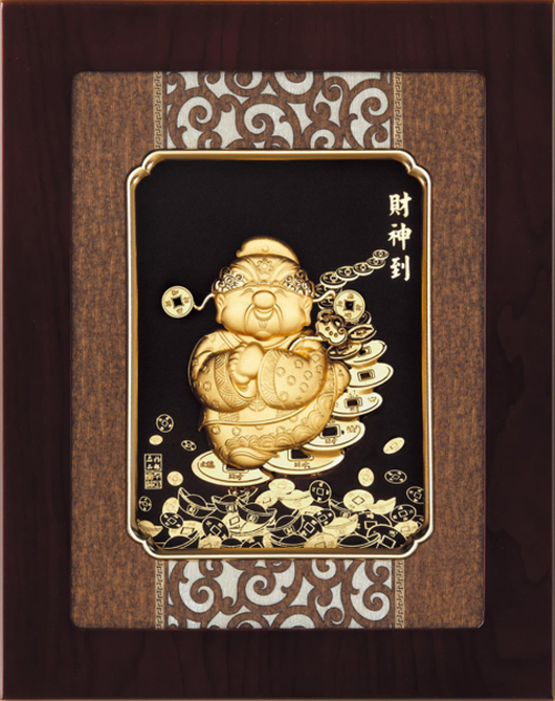 純金箔雲采藝術立體金箔畫-財神到(中)示意圖