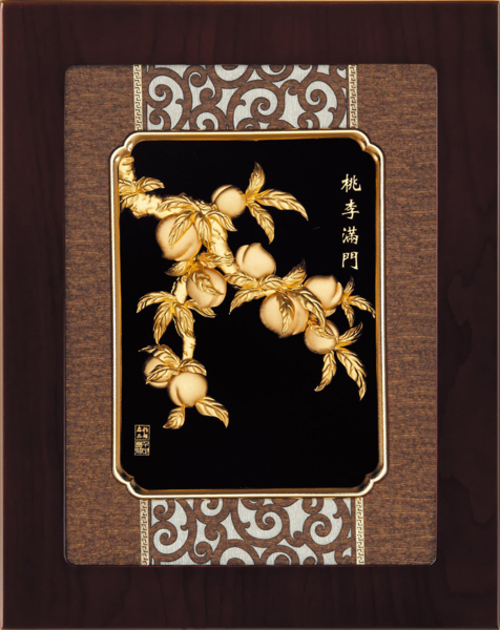 純金箔雲采藝術立體金箔畫-桃李滿門(中)示意圖