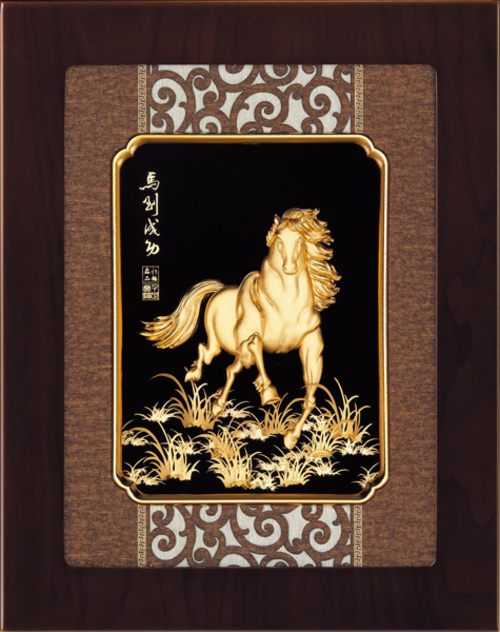 純金箔雲采藝術立體金箔畫-馬到成功(中)示意圖