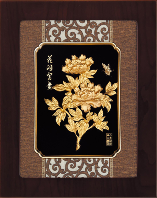 純金箔雲采藝術立體金箔畫-花開富貴(中)示意圖