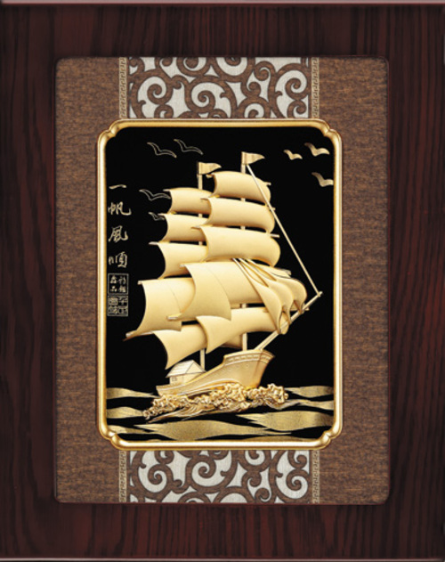 純金箔雲采藝術立體金箔畫-一帆風順示意圖