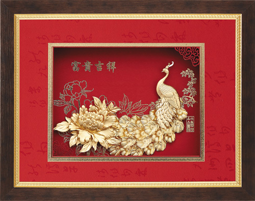 純金箔鴻福藝術立體金箔畫-富貴吉祥示意圖