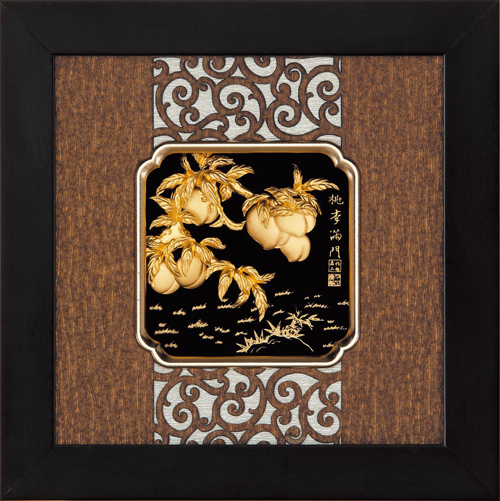 純金箔雲采藝術立體金箔畫-桃李滿門(小)示意圖