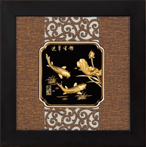 純金箔雲采藝術立體金箔畫-連年有餘(小)示意圖