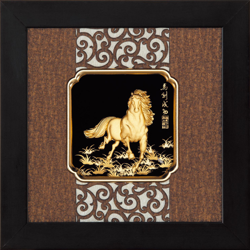 純金箔雲采藝術立體金箔畫-馬到成功(小)示意圖