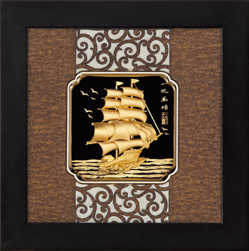 純金箔雲采藝術立體金箔畫-一帆風順(小)示意圖