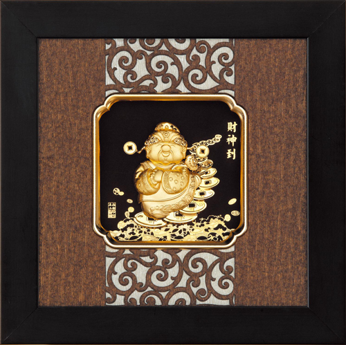 純金箔雲采藝術立體金箔畫-財神到(小)示意圖