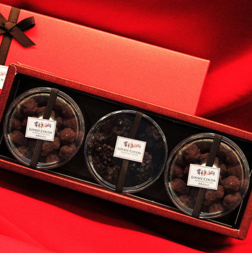 巧克力 - 組合中禮盒(1入小脆餅+2入火山豆)示意圖