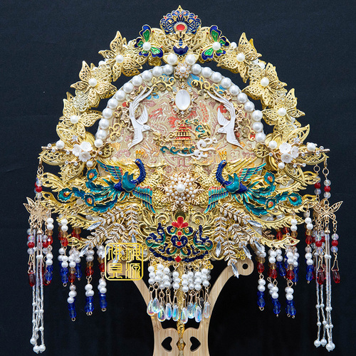 精緻手工珍珠女神圓扇-1示意圖