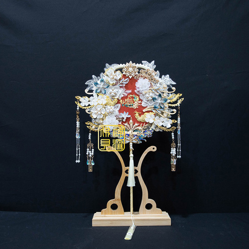 精緻手工珍珠女神圓扇-2示意圖