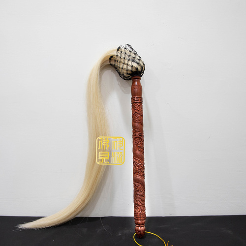 紅檀木雕龍柄佛塵示意圖