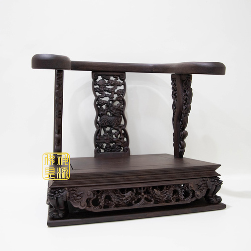 黑檀如意屈椅1尺3神明用/3寸高<br>內徑尺寸:寬19公分*深17公分示意圖