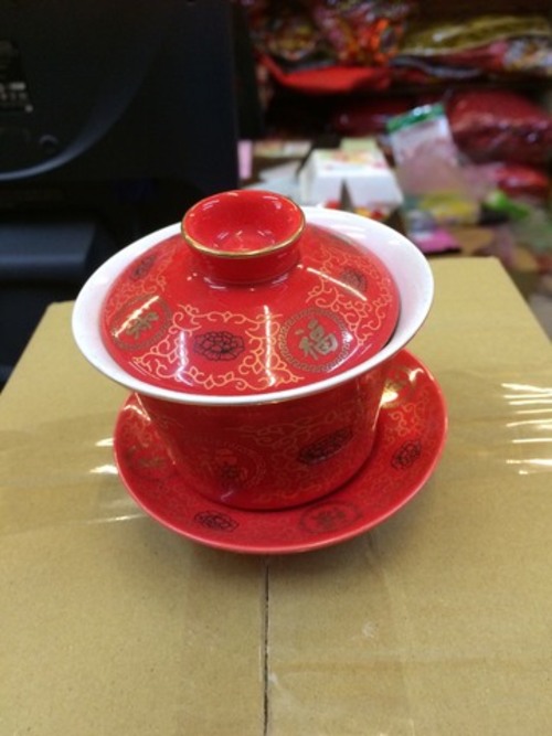 大紅福壽茶碗1入示意圖