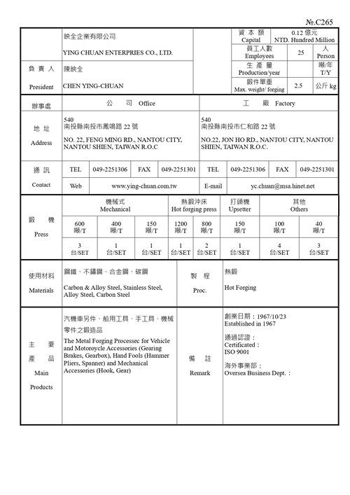 映全企業有限公司示意圖