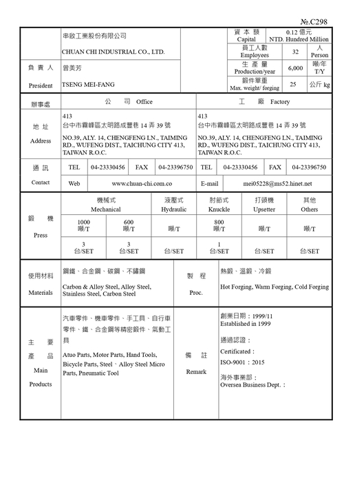 串啟工業股份有限公司示意圖