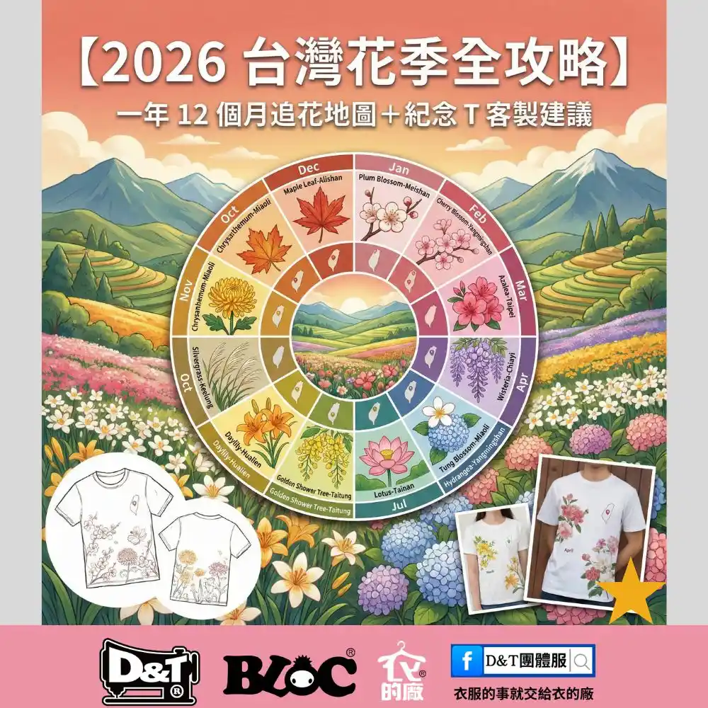 2026 台灣花季全攻略｜一年 12 個月的追花地圖＋景點紀念 T 客製提案