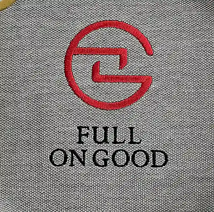 FULL ON GOOD 潮流工裝麻灰布料字母刺繡 團體服刺繡範例 D&T衣的廠