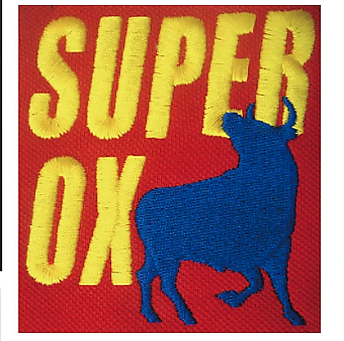 SUPER OX 超級公牛美式生肖運動隊伍立體貼布繡 團體服刺繡範例 D&T衣的廠