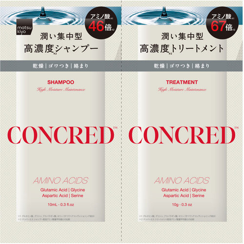 matsukiyo CONCRED 氨基酸保濕修護 洗髮護髮 一日試用裝示意圖
