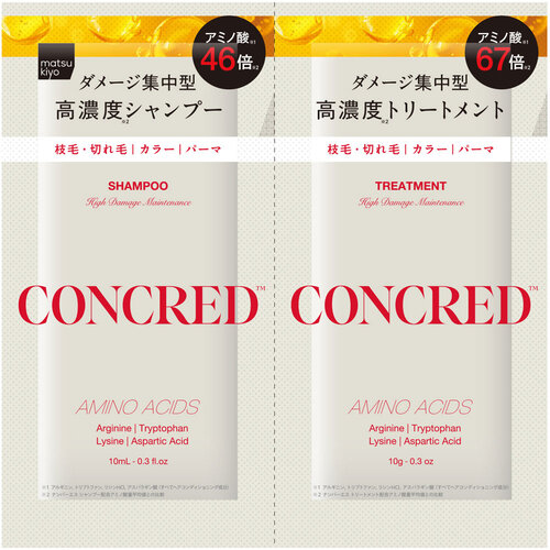 matsukiyo CONCRED 氨基酸受損修護 洗髮護髮 一日試用裝示意圖