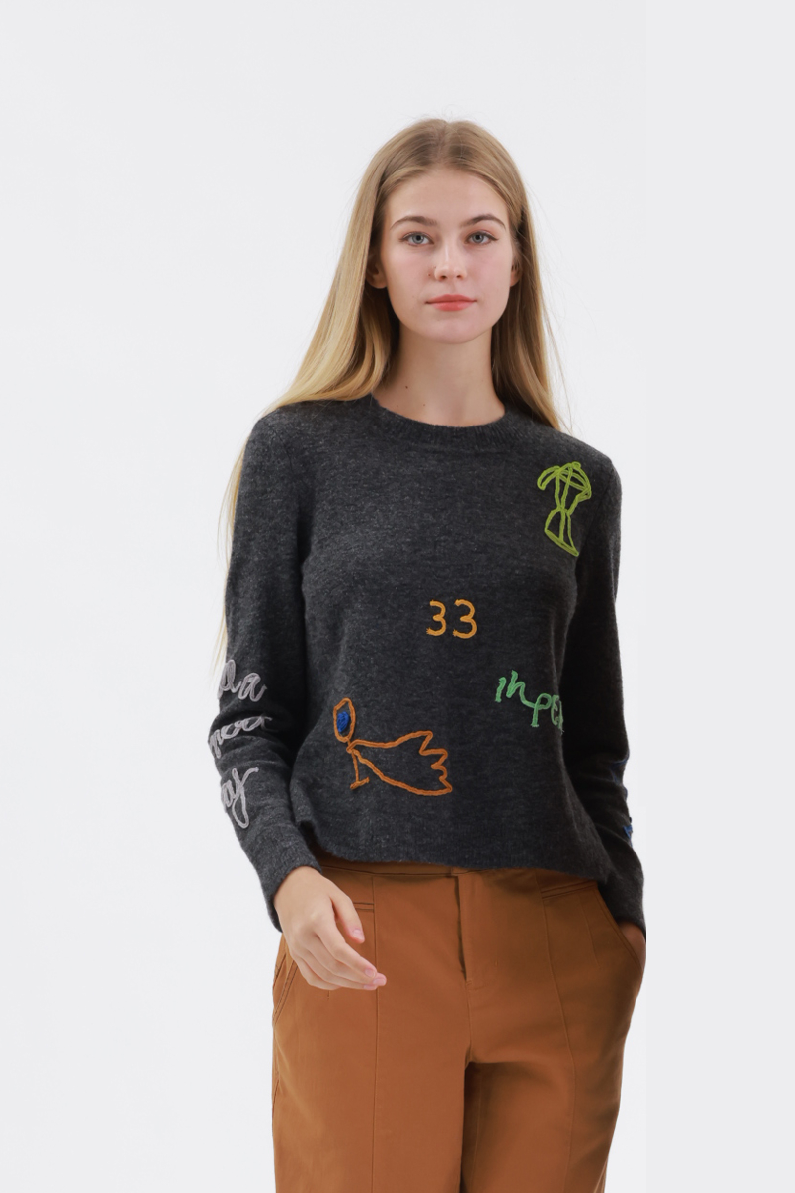 柔暖義大利紗針織上衣示意圖