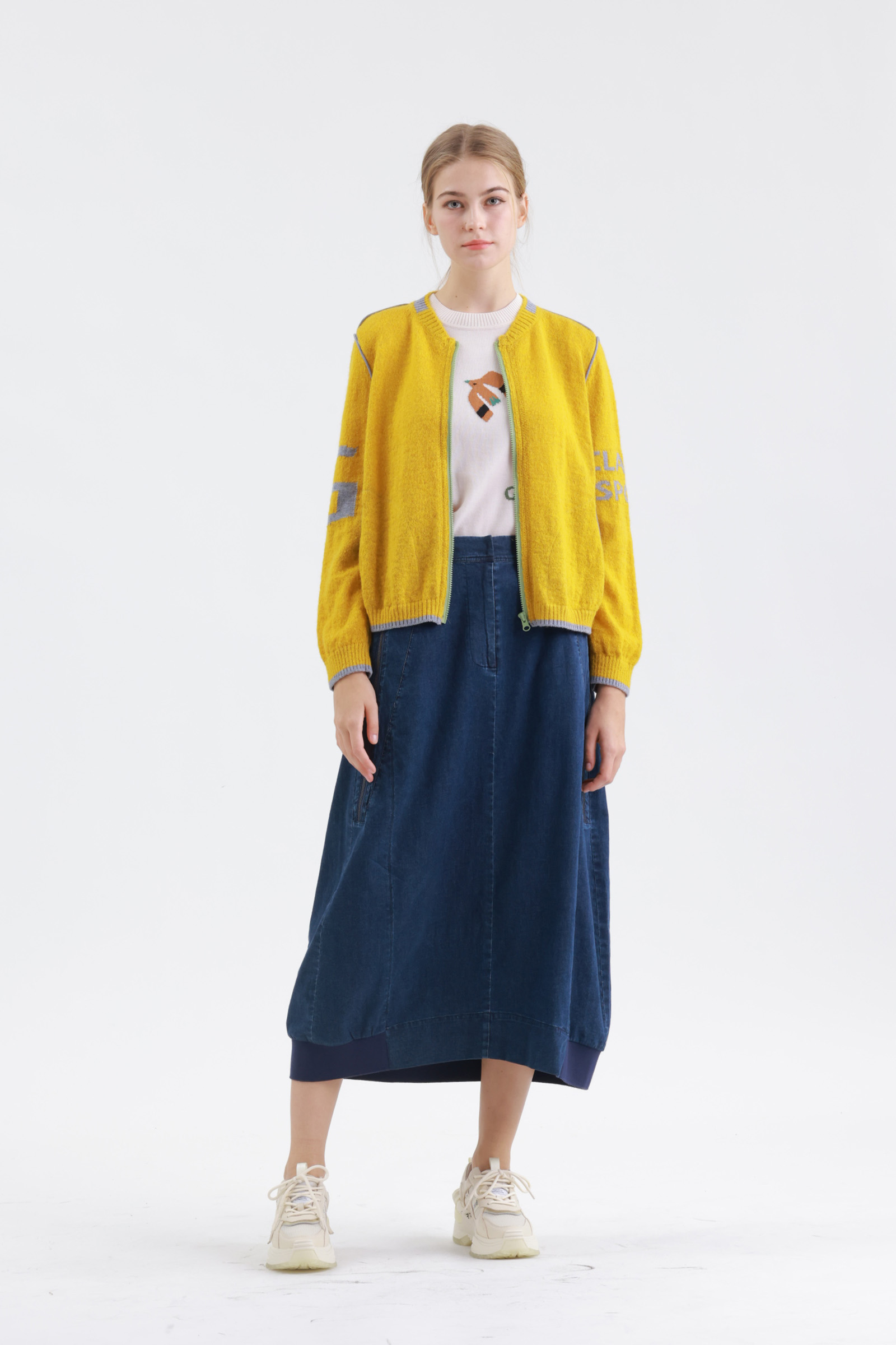 復古柔感牛仔長裙示意圖