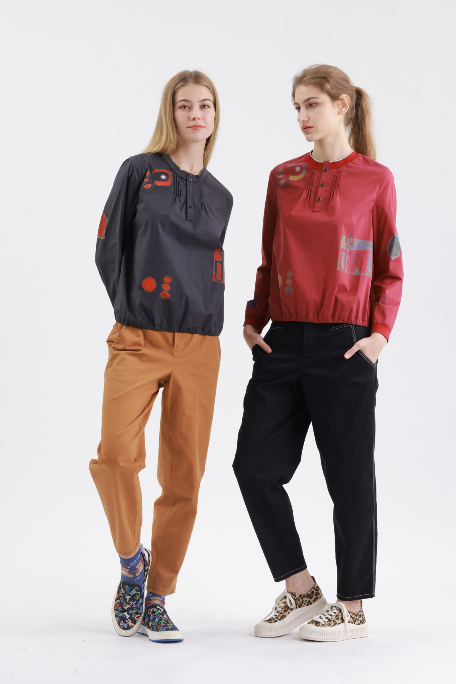 寬鬆感彈性牛仔長褲示意圖