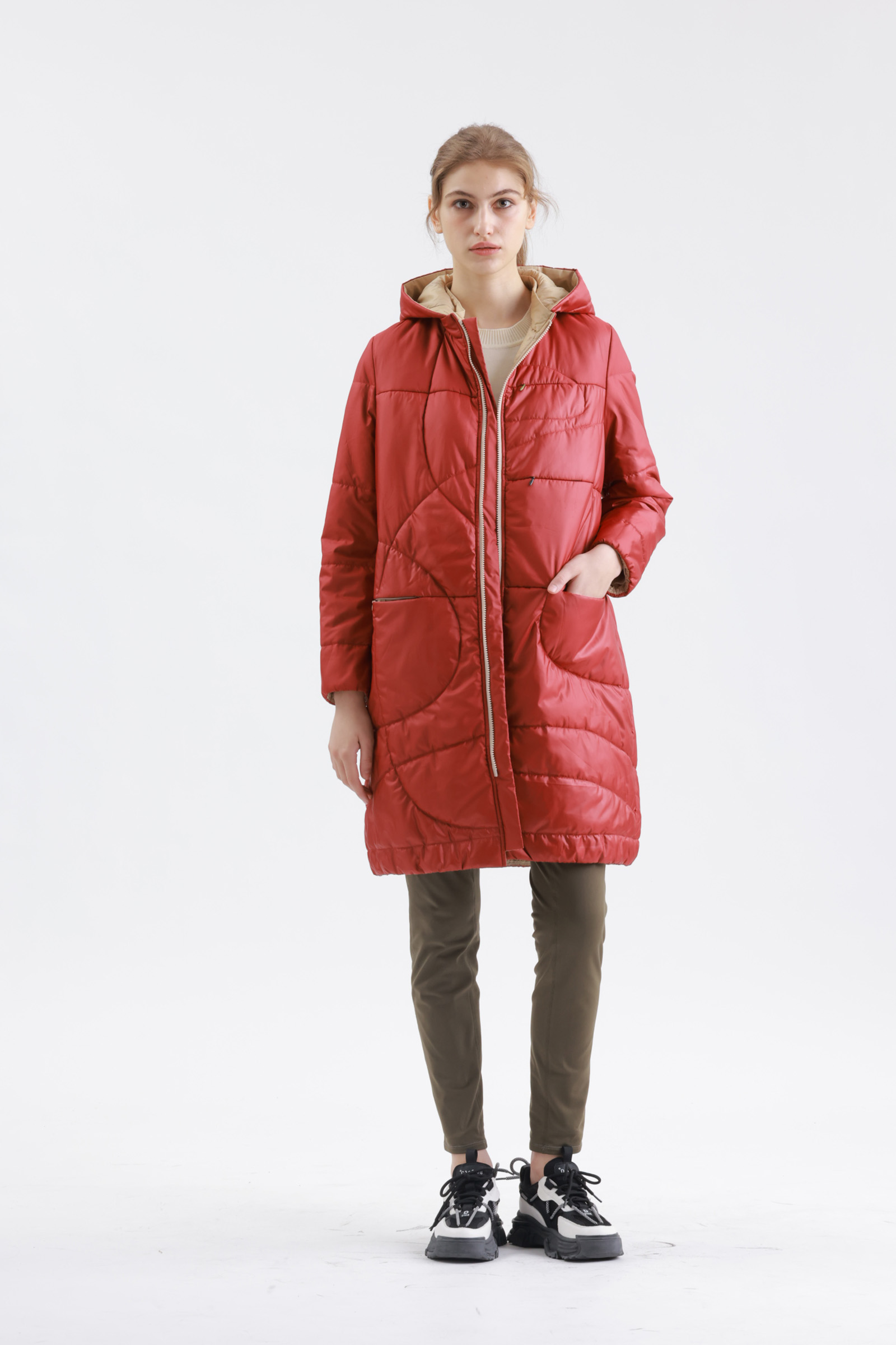 亮彩保暖鋪棉長外套示意圖