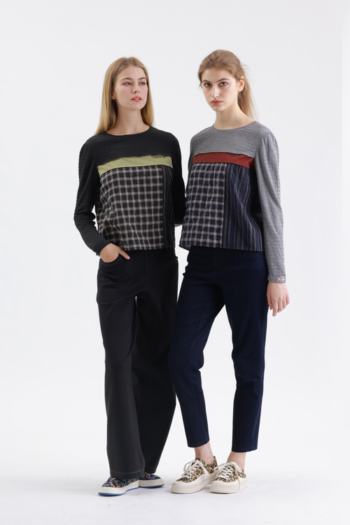 異材拼接上衣示意圖