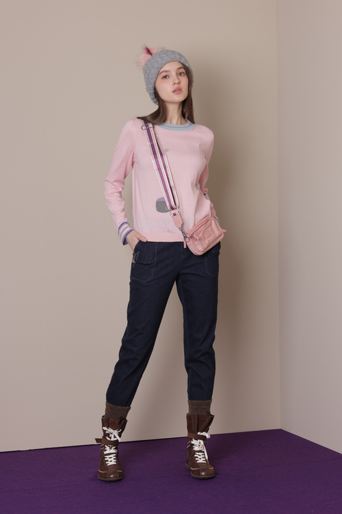 童趣波點彩條純羊毛上衣示意圖