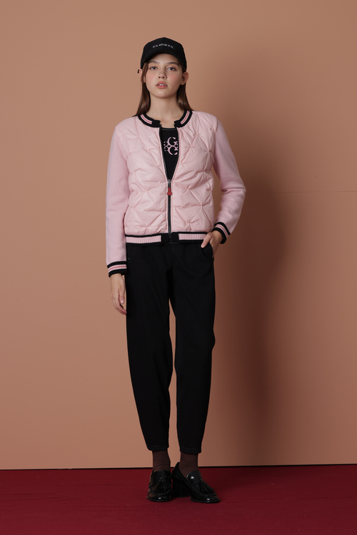 扭花毛織拼接鋪棉外套示意圖