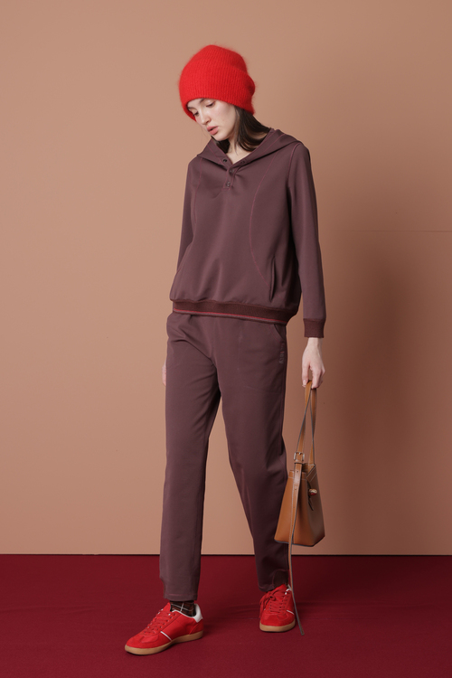 休閒彈性印花刷毛褲示意圖