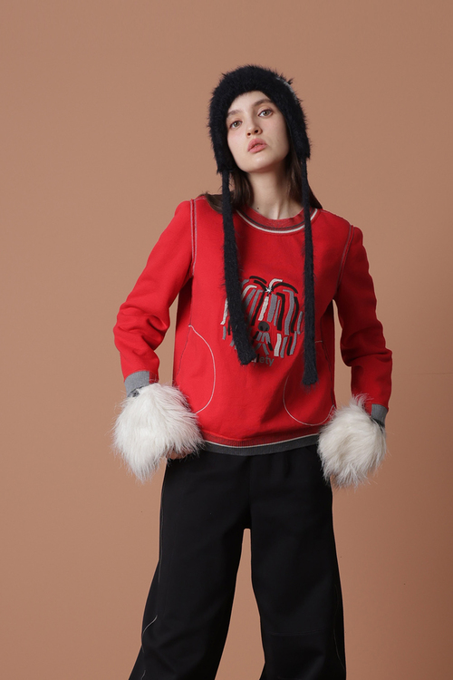 抽象刺繡內刷毛衛衣示意圖