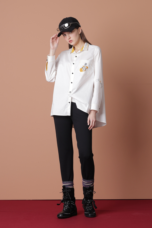 玩味刺繡中長襯衫示意圖