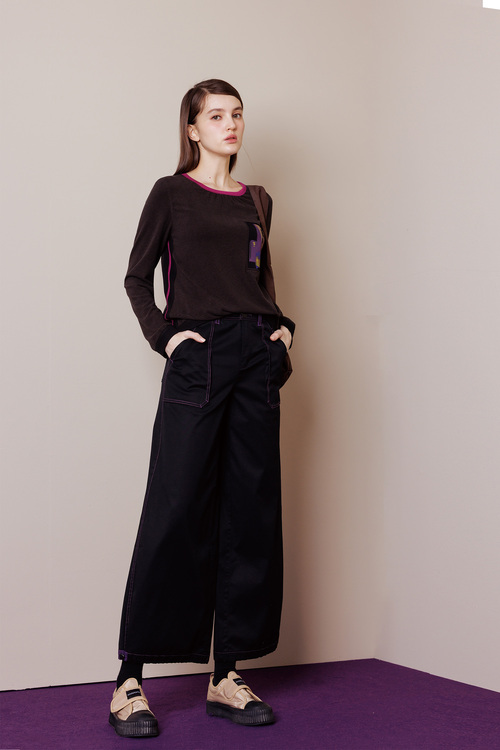 精梳純棉休閒寬褲示意圖