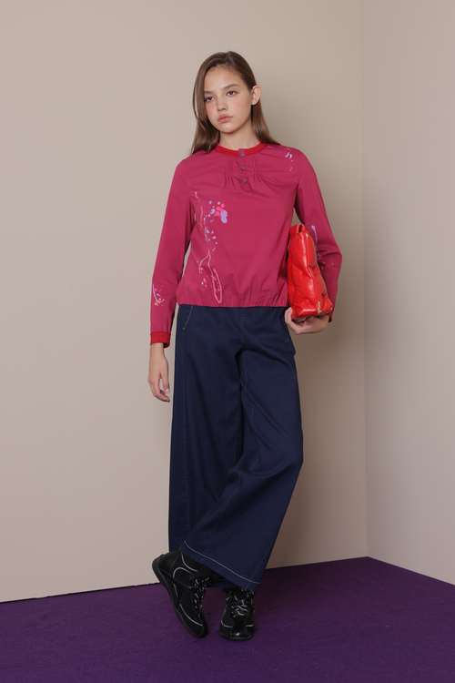 親膚彈性牛仔寬褲示意圖