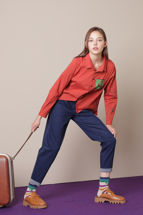 親膚合腿彈性牛仔褲示意圖