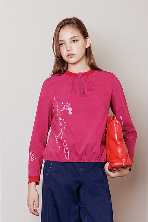 小立領潑墨彩點上衣示意圖