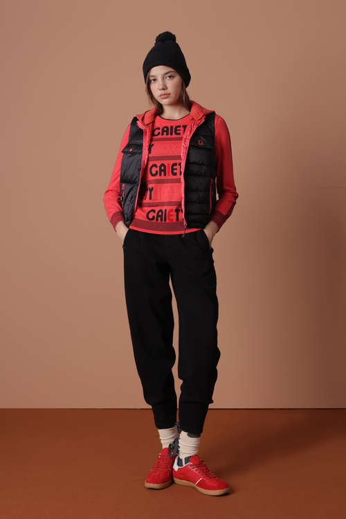 多口袋撞色保暖羽絨背心示意圖