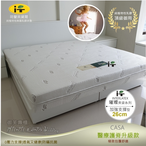 荷蘭英黛爾【璀璨美姿系列】天然無毒乳膠床墊【26cm】6*7尺(加強護脊-升級款)特大KING示意圖