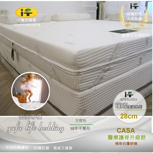 荷蘭英黛爾【璀璨美姿系列】天然無毒乳膠床墊【28cm】6*6.2尺(加強護脊-升級款)雙人加大示意圖