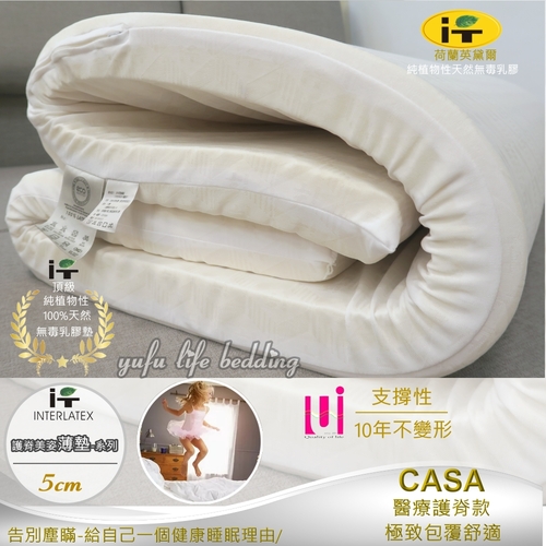 荷蘭英黛爾純天然無毒乳膠薄墊【5cm】6*7尺/特大KING/醫療級護脊系列示意圖